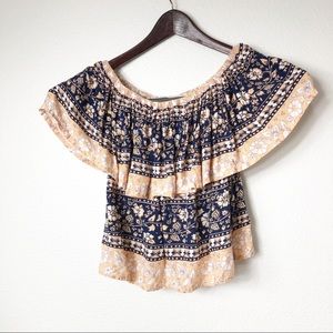🍕O’Neil Off Shoulder Crop Top Floral Sz M